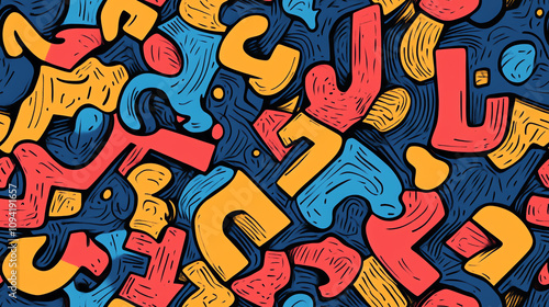 Wallpaper Mural Colorful typography seamless pattern with letters Torontodigital.ca