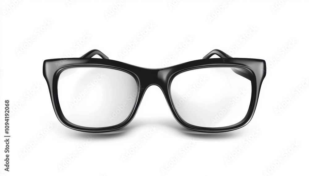 Fototapeta premium Classic black eyeglasses with thick frames, displaying a retro style. Perfect for adding a vintage touch to any outfit.