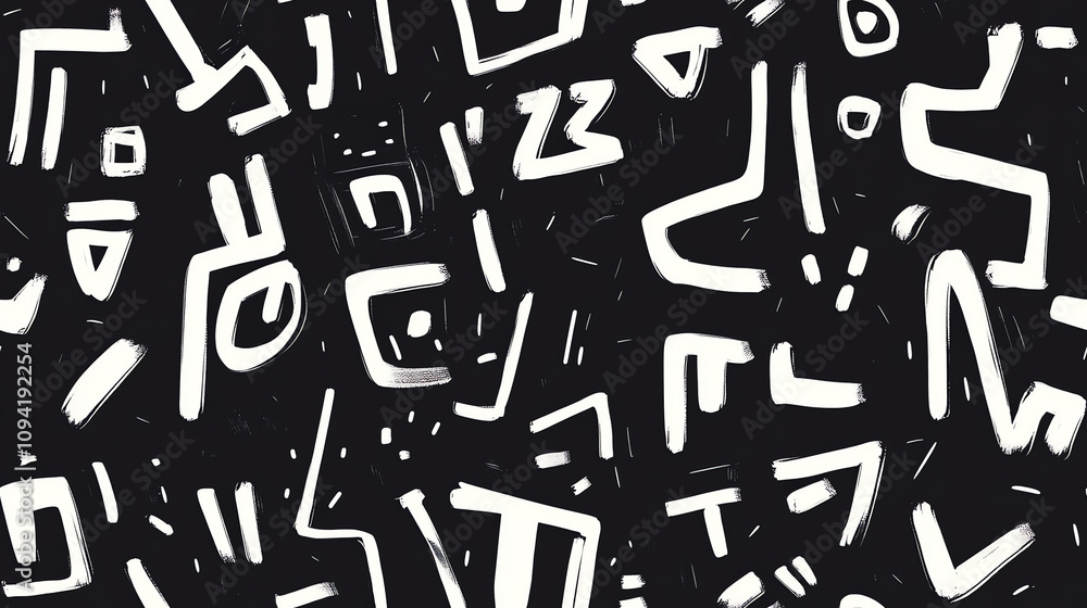 Modern typography seamless pattern in black and white Modern typography seamless pattern in black and white