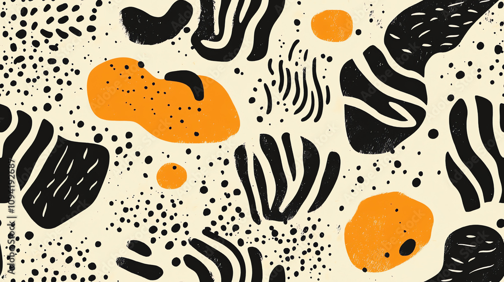 Abstract organic seamless pattern with orange elements Abstract organic seamless pattern with orange elements