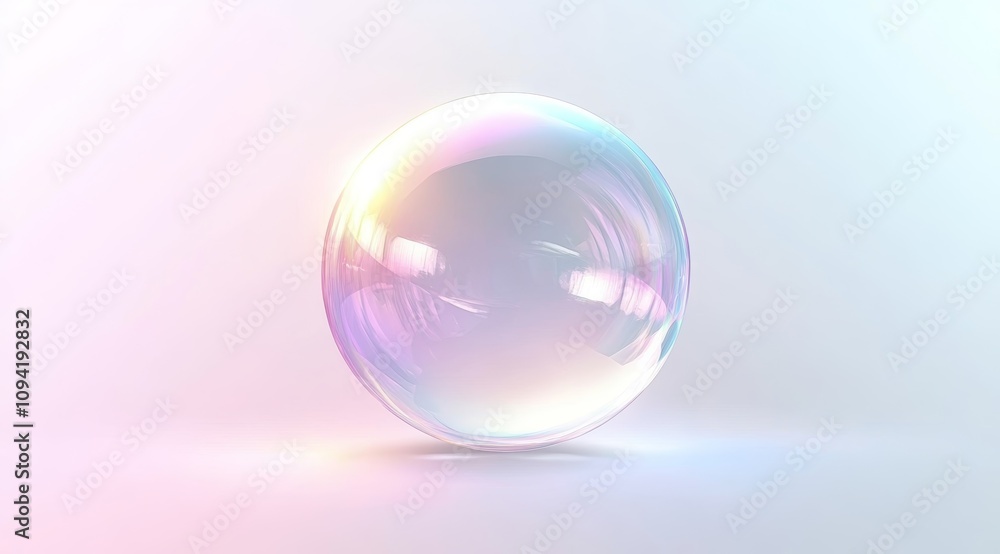 Translucent Soap Bubble with Pastel Gradient Background Translucent Soap Bubble with Pastel Gradient Background