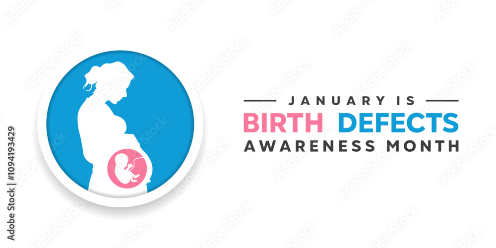 January Is Birth Defects Awareness month. Baby and Mother. Great for cards, banners, posters, social media and more. White background. January Is Birth Defects Awareness month. Baby and Mother. Great for cards, banners, posters, social media and more. White background.