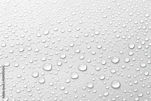 Wallpaper Mural Water droplets on glossy white surface creating textured pattern with soft light modern minimal style top view Torontodigital.ca
