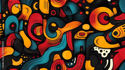 Modern tribal seamless pattern in warm colors