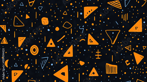 Geometric night seamless pattern with triangles