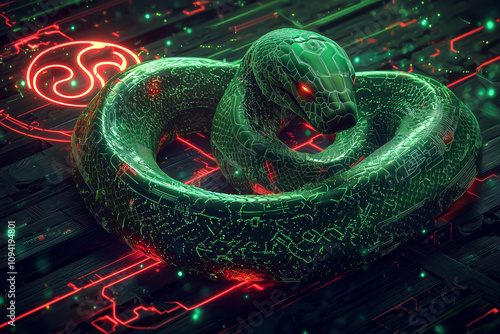 Modern Abstract Representation of the Wood Snake for 2025