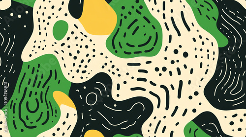 Abstract organic seamless pattern with green elements