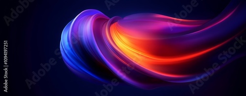 Vibrant Neon Abstract Digital Artwork with Swirling Ribbons and Smooth Gradient Background