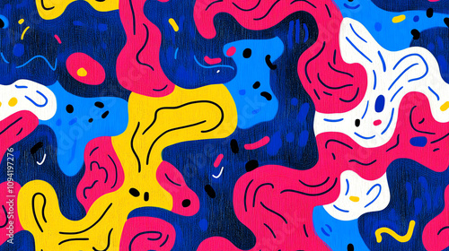 Fluid shapes seamless pattern in vibrant colors