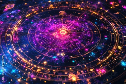 Celestial Wheel Of Zodiac Constellations And Stars photo