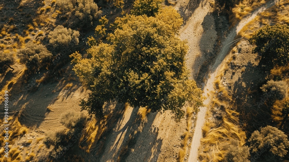 Aerial View of Tree in Natural Landscape Aerial View of Tree in Natural Landscape