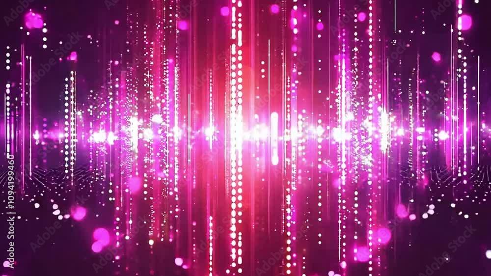 Abstract pink and red light wave with glowing particles Abstract pink and red light wave with glowing particles