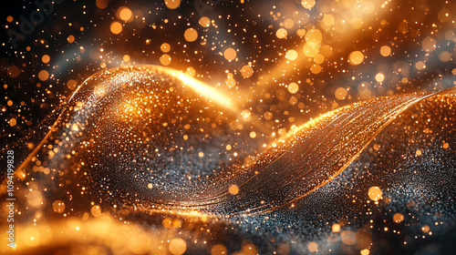 Golden streamers curling elegantly