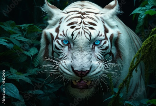 Photobashing Techniques: Dark Cyan and Green Jungle Scene with Tiger