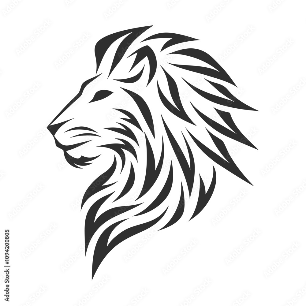 Minimalist lion head tribal vector illustration. Minimalist lion head tribal vector illustration.