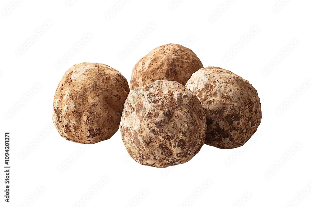 Stunning image of gourmet truffles isolated on a clean white backdrop, highlighting their luxurious appearance and intricate surface features Stunning image of gourmet truffles isolated on a clean white backdrop, highlighting their luxurious appearance and intricate surface features