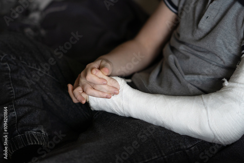 hand in a plaster cast