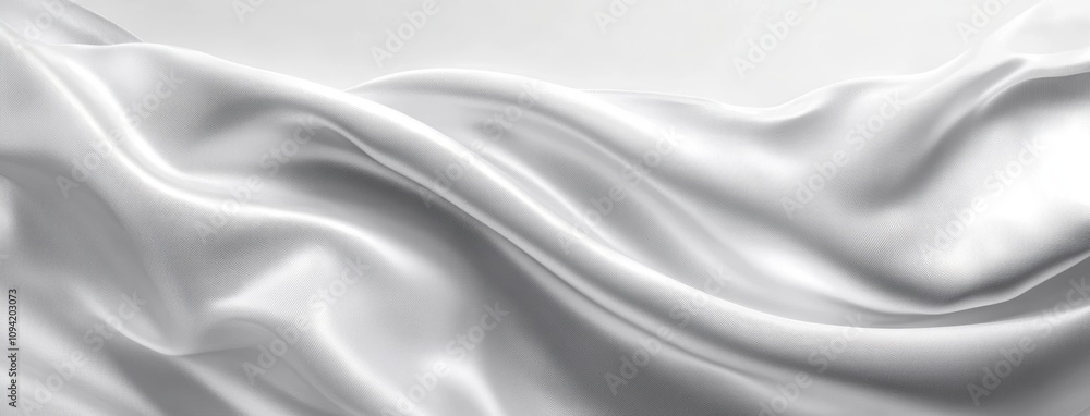 Fototapeta premium Smooth Flowing White Satin Fabric Drapery Texture Background