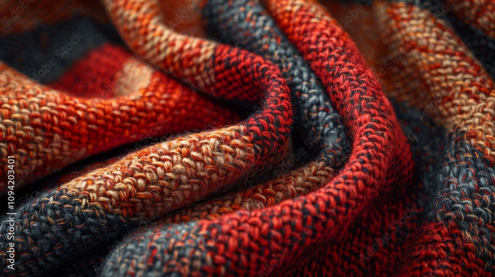 A red and black striped blanket with a fuzzy texture A red and black striped blanket with a fuzzy texture