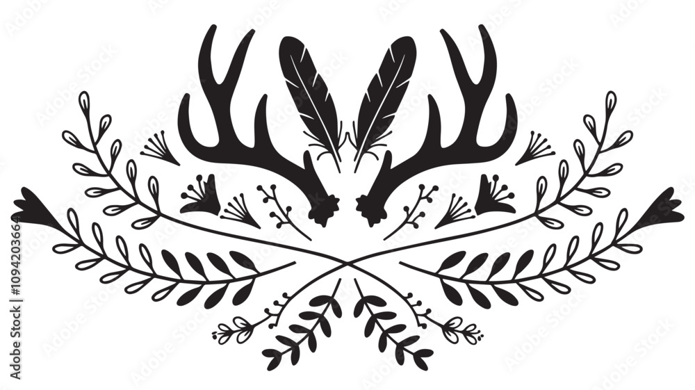 Obraz premium deer horn doodle