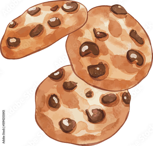 Cookies Watercolor Illustration. Hand drawn watercolor element design. Illustration for food menu, greeting cards, printing and other design projects.