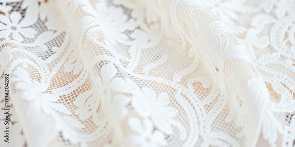 Close-up photo of a delicate lace fabric with intricate floral patterns, intricate Close-up photo of a delicate lace fabric with intricate floral patterns, intricate