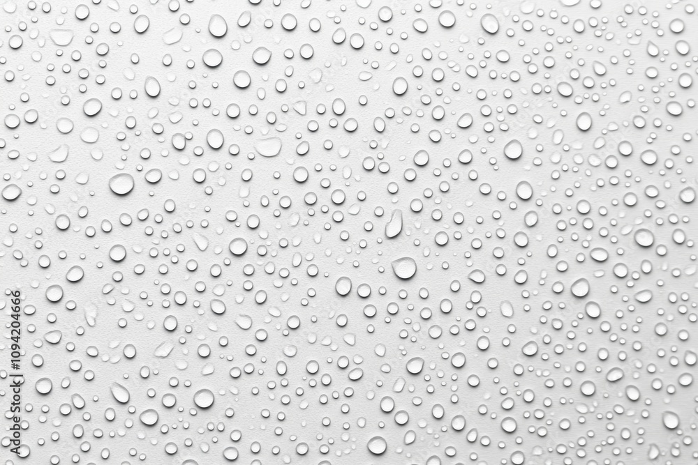 Water droplets on white surface with soft light creating glossy texture and pattern in modern minimal design Water droplets on white surface with soft light creating glossy texture and pattern in modern minimal design