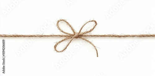 Brown Twine Bow Isolated on White Background