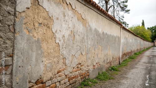 Wallpaper Mural Weathered plaster wall featuring a mix of gray and brown colors, old walls, faded paint, aged appearance, weathered plaster Torontodigital.ca
