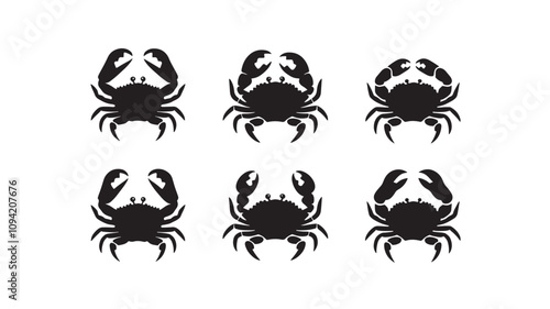 crab silhouette vector set