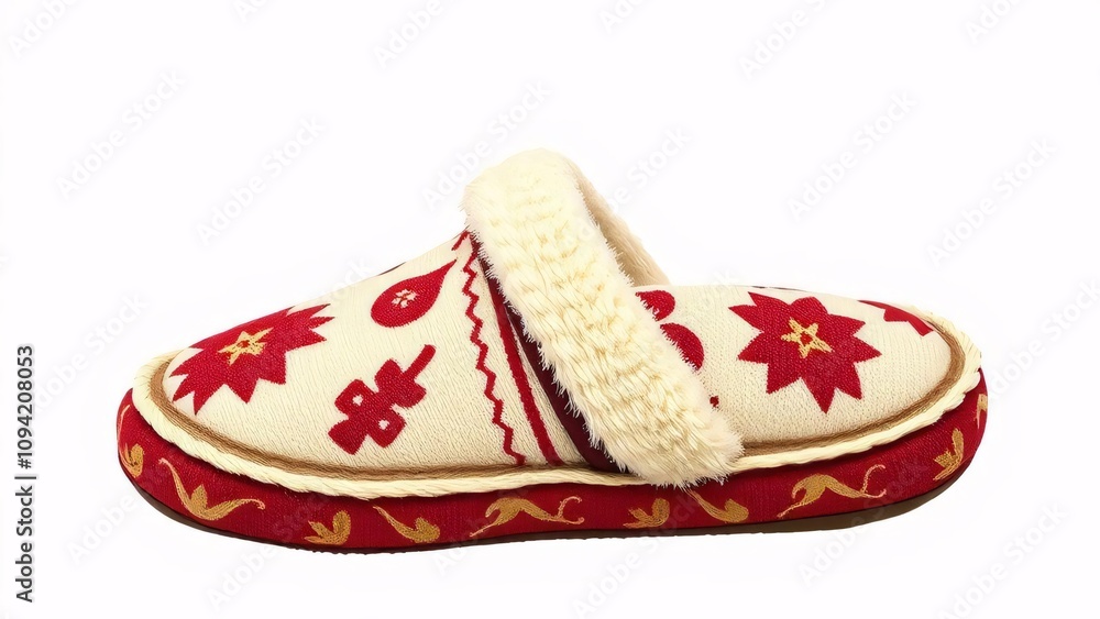 Cozy christmas slippers in festive design home comfort product photography indoor setting close-up view cozy concept Cozy christmas slippers in festive design home comfort product photography indoor setting close-up view cozy concept