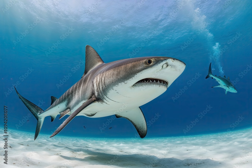 Mysterious Hammerhead Shark Lurking in a Pristine White Atmosphere Mysterious Hammerhead Shark Lurking in a Pristine White Atmosphere