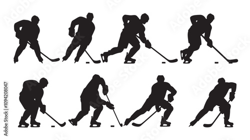 Silhouettes of positions of the karate. A collection.