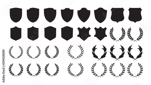 Black shield and laurel wreaths