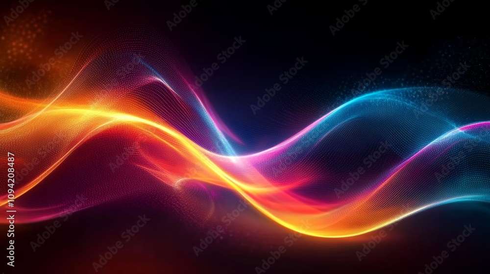 Vibrant Flowing Energy Waves Abstract Digital Art