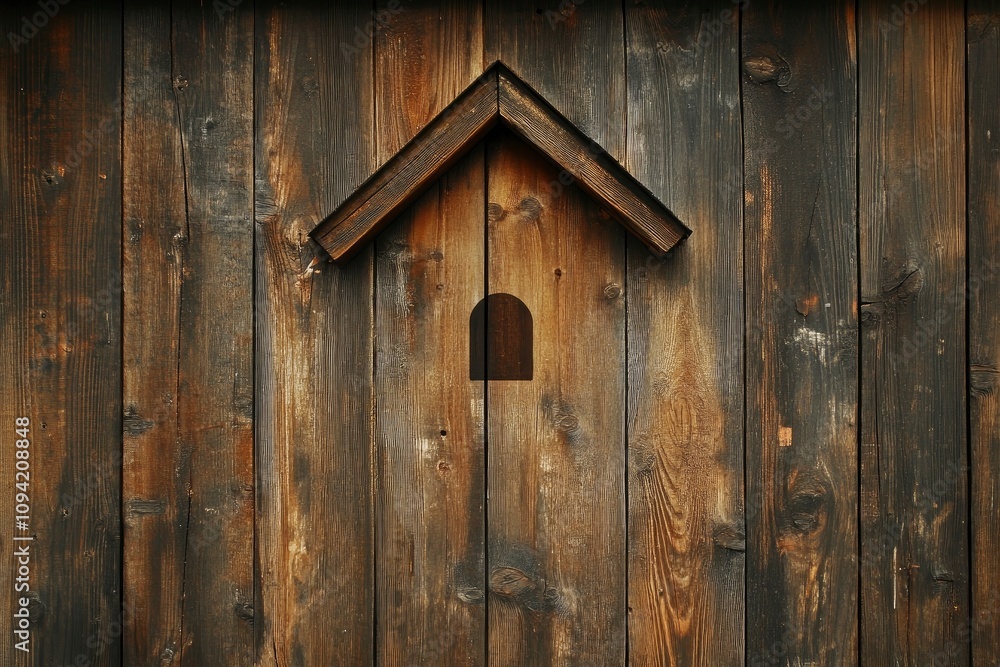 House symbol on a brown wooden background generative ai House symbol on a brown wooden background generative ai