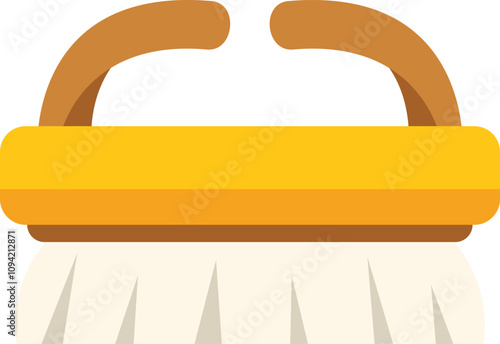 Cleaning brush with yellow handle for scrubbing, washing and housework, isolated on white background