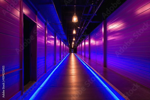 Vibrant Indigo Illuminated Lane with Motion and Energy