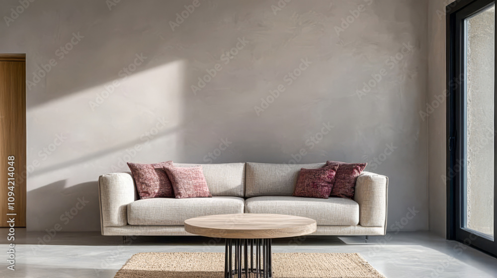 Fototapeta premium Modern living room with minimalist design and natural light