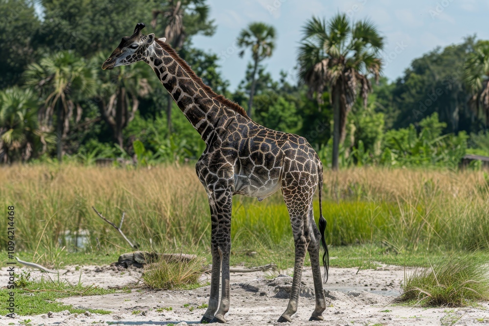 Tall giraffe in zoo a glimpse of wildlife and african safari adventure in nature Tall giraffe in zoo a glimpse of wildlife and african safari adventure in nature