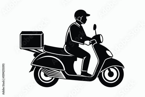 A food delivery courier-on a moped-with-a red bag