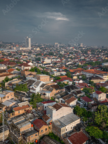 Dramatic morning view of Semarang's urban sprawl