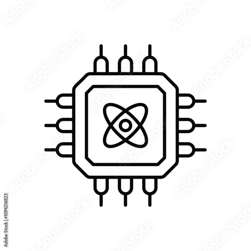 quantum computing line icon with white background vector stock illustration