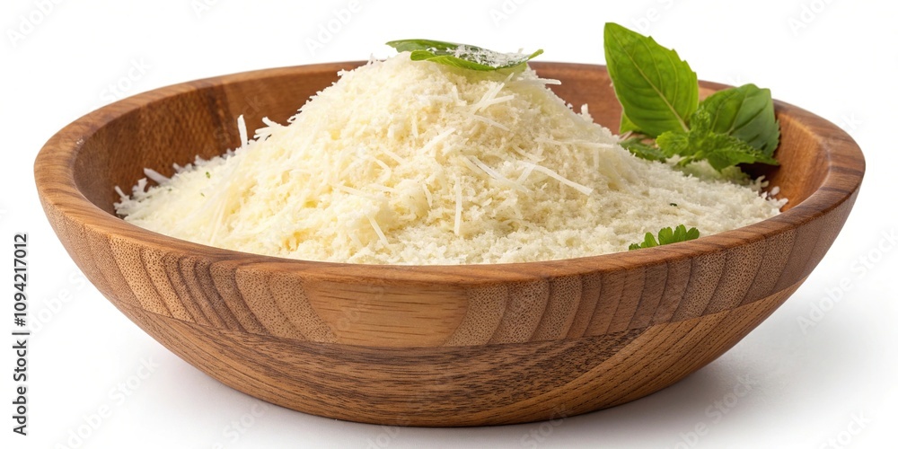 Parmesan cheese sprinkled on top of a wooden salad bowl, parmesan, bowl Parmesan cheese sprinkled on top of a wooden salad bowl, parmesan, bowl