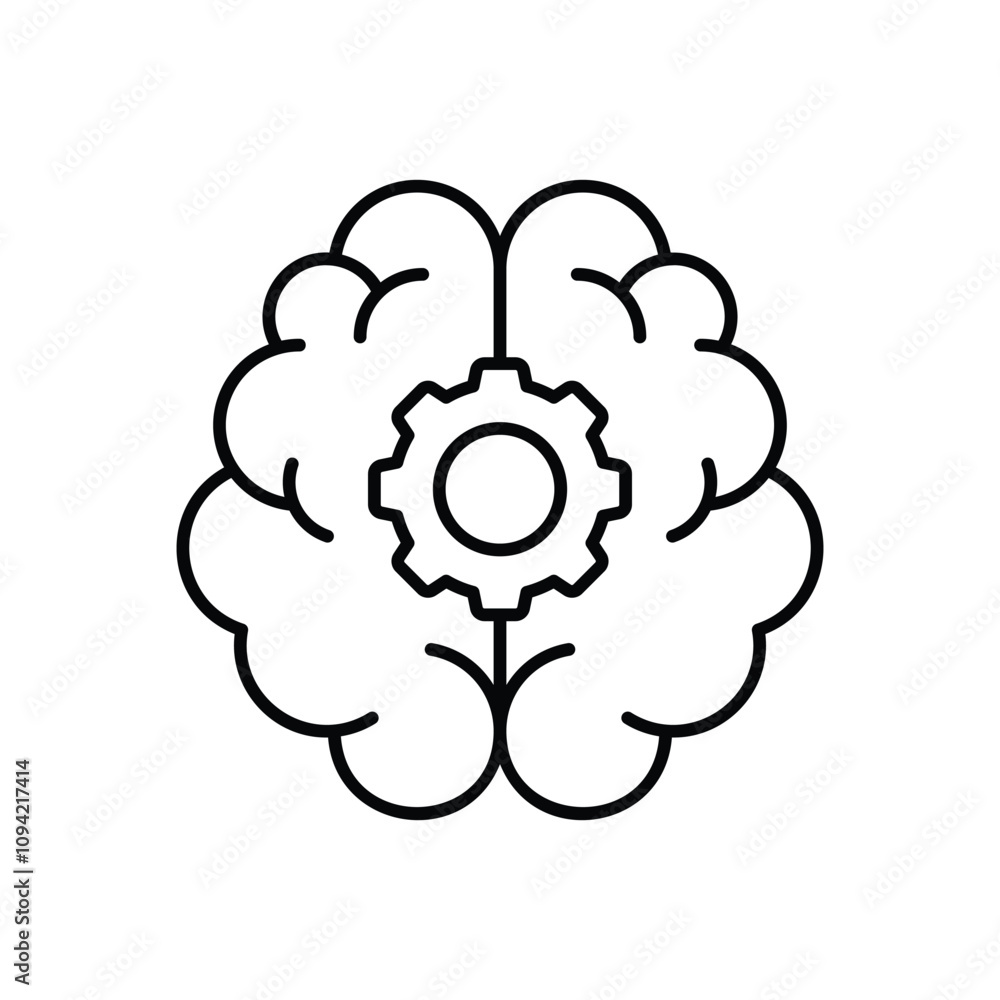 brain line icon with white background vector stock illustration brain line icon with white background vector stock illustration