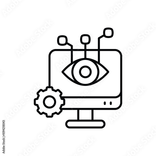 computer vision line icon with white background vector stock illustration