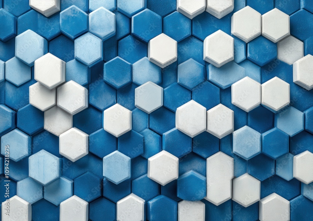 Abstract blue and white hexagon pattern background texture. Abstract blue and white hexagon pattern background texture.