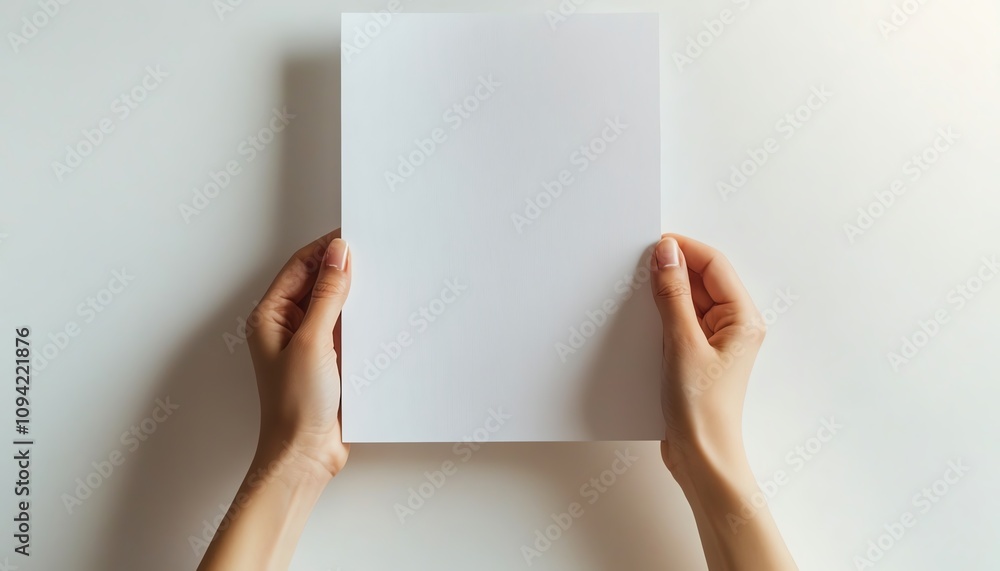 Hands holding a blank sheet of paper. Hands holding a blank sheet of paper.