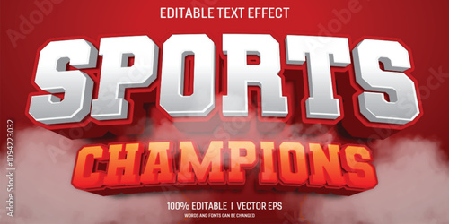 sports champions vector 3d text effect with modern style design