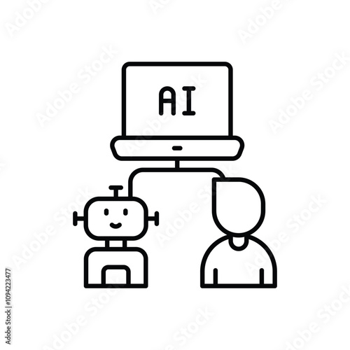 turing test line icon with white background vector stock illustration